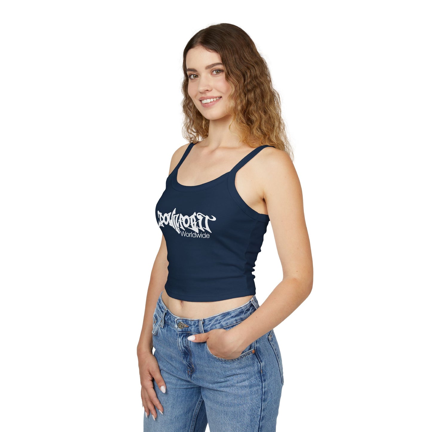 Down For It World Women’s Spaghetti Strap Tank Top