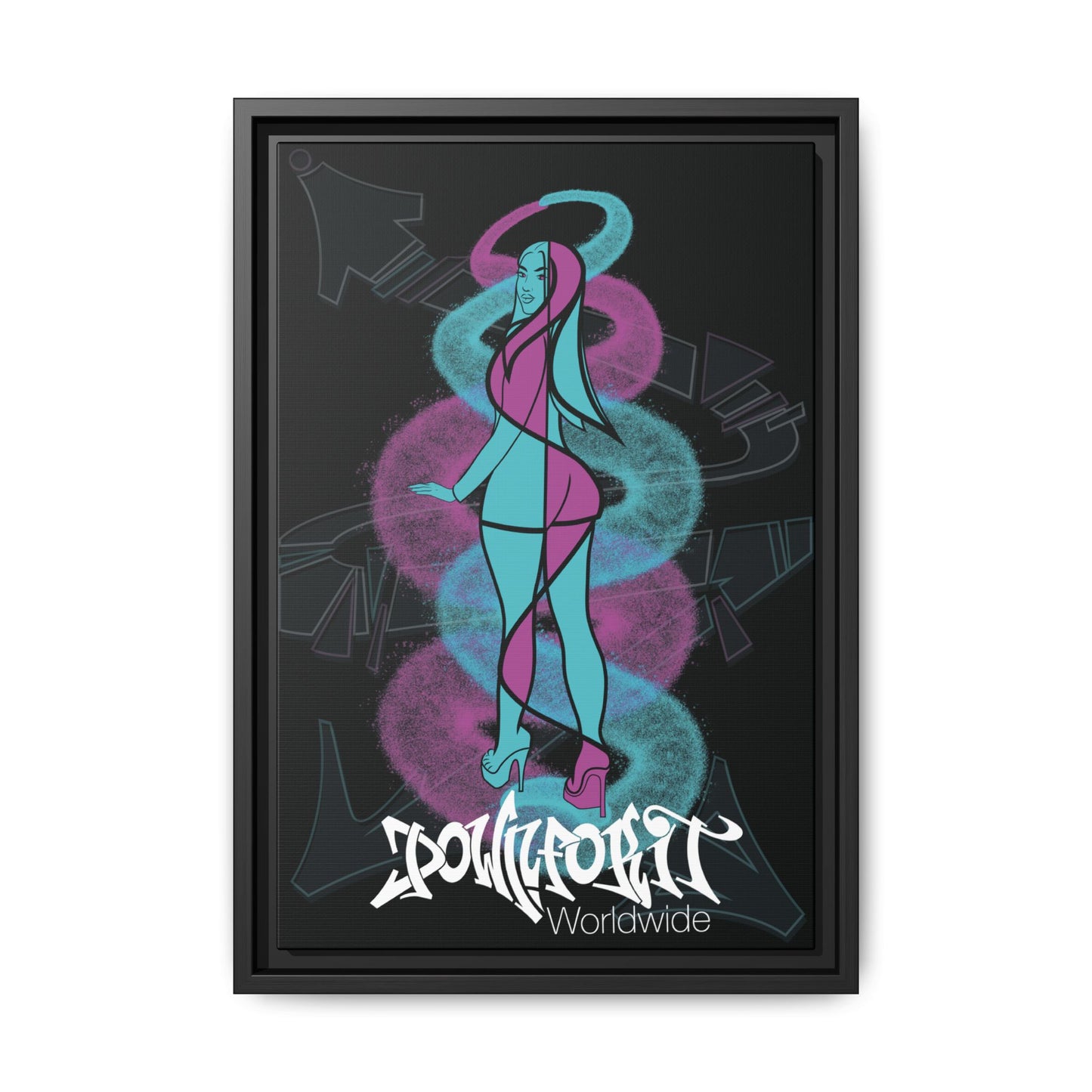 Graffiti Girl Framed Canvas Art 12"x18"