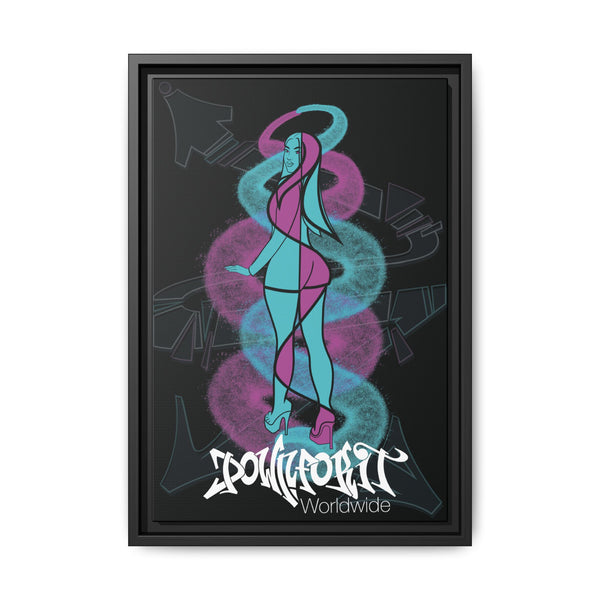 Graffiti Girl Framed Canvas Art 12"x18"