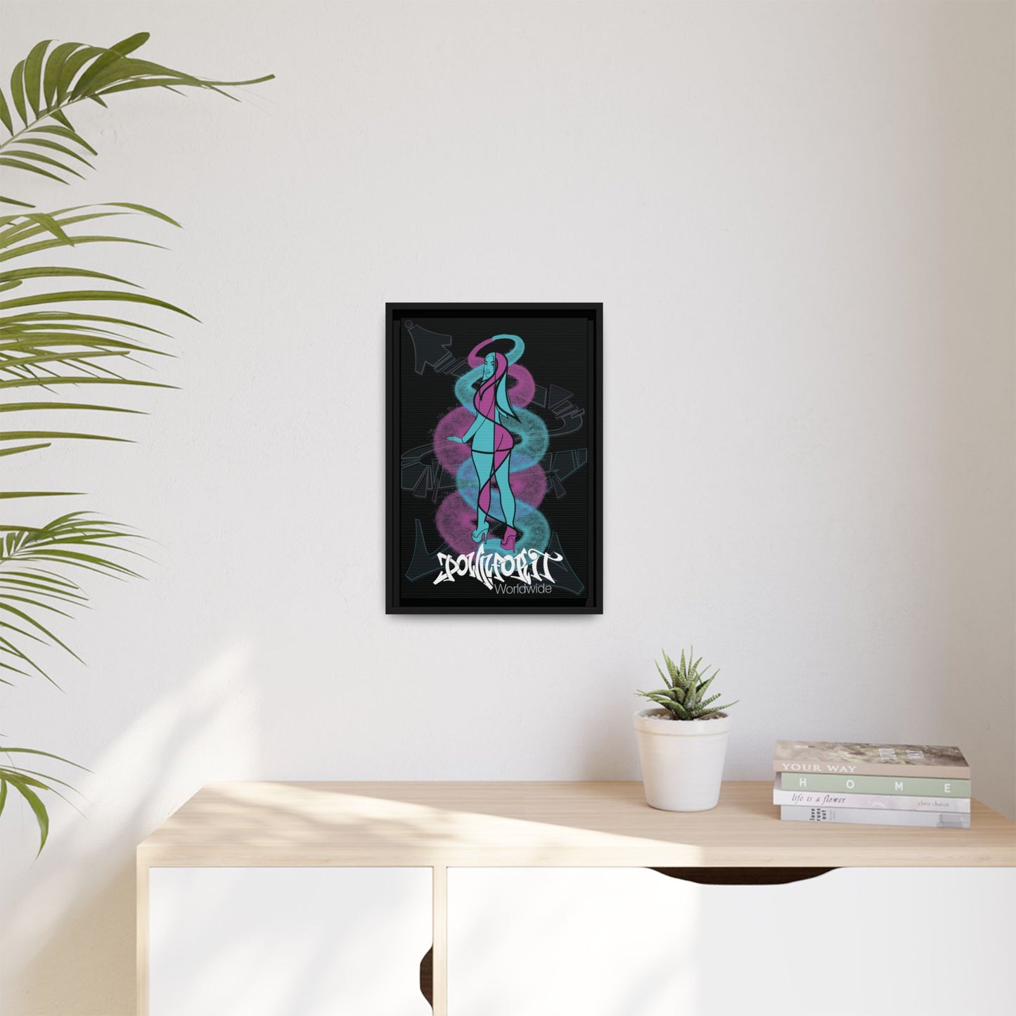 Graffiti Girl Framed Canvas Art 12"x18"
