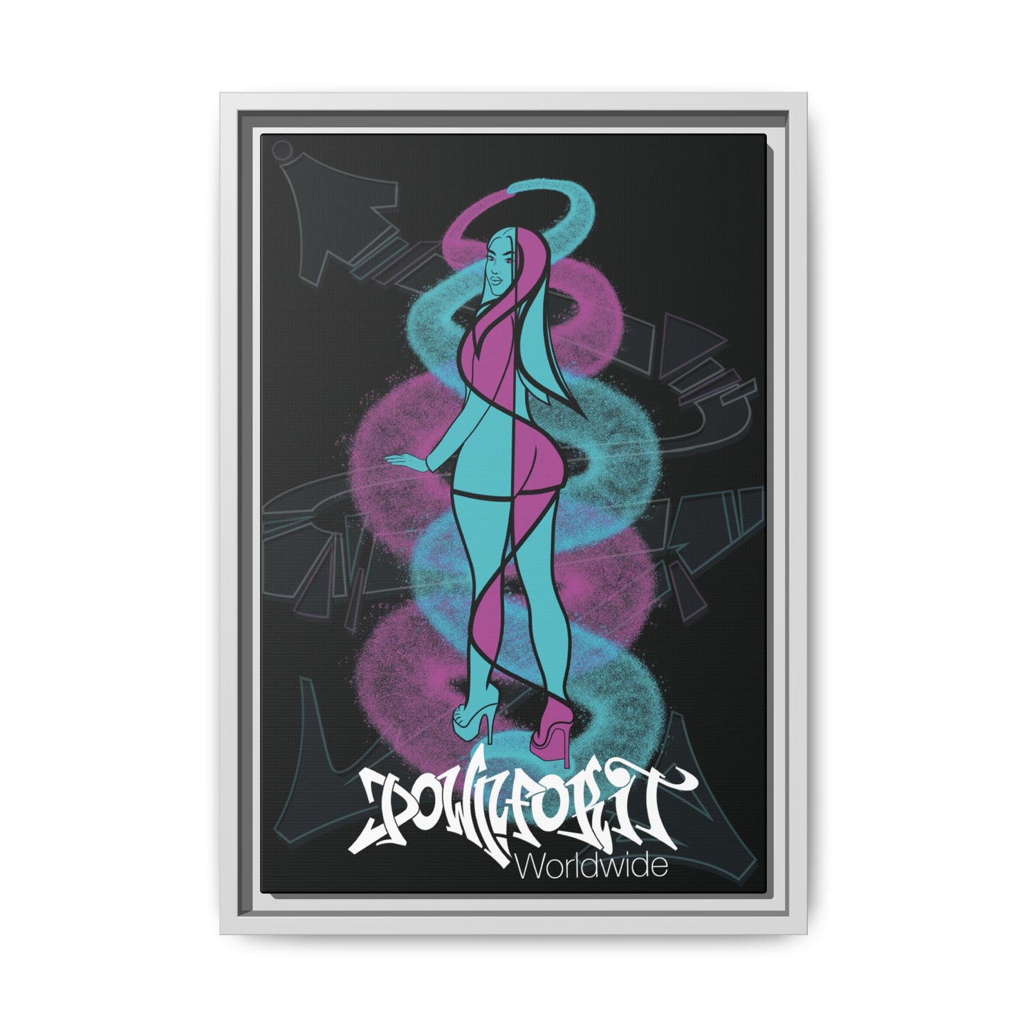 Graffiti Girl Framed Canvas Art 12"x18"